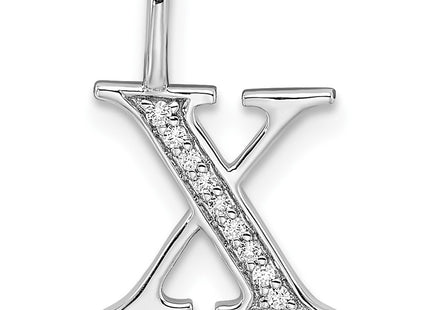 14K white gold diamond letter X pendant