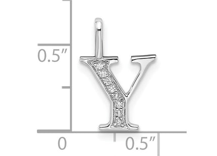 14K white gold diamond letter Y pendant, another view