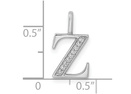 14K White Gold Diamond Letter Z Initial Pendant (Style PM8365Z-004-WA)