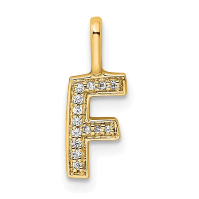 14K gold diamond letter F pendant