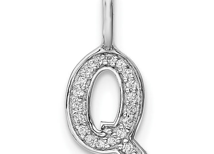 14K White Gold Diamond Letter Q Initial Pendant, 15.2 x 7.36mm