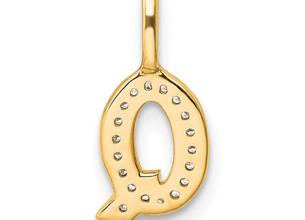 14K white gold diamond letter Q pendant, another view
