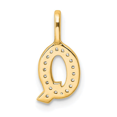 14K White Gold Diamond Letter Q Initial Pendant, 15.2 x 7.36mm
