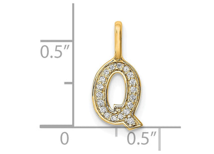 14K white gold diamond letter Q pendant, further view