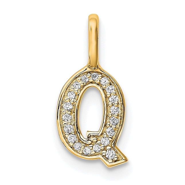 14K white gold diamond letter Q pendant