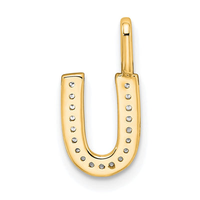 14K White Gold Diamond Letter U Initial Pendant, 14.97 x 7.55mm