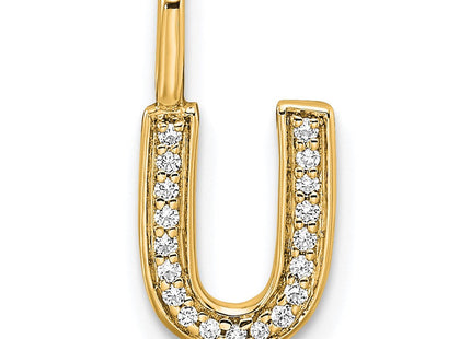 14K white gold diamond letter U pendant