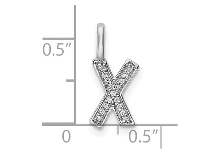 14k White Gold Diamond Letter X Initial Pendant (Style PM8367X-005-WA)