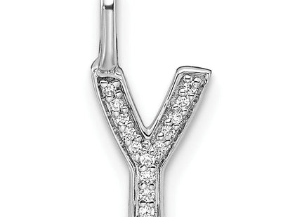 14K White Gold Diamond Letter Y Initial Pendant (Style PM8367Y-004-WA)