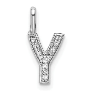 14K White Gold Diamond Letter Y Initial Pendant (Style PM8367Y-004-WA)