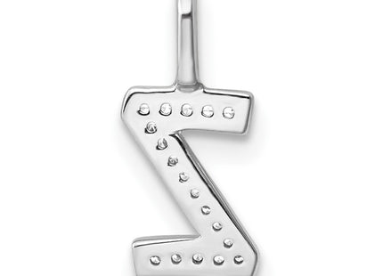 14K White Gold Diamond Letter Z Initial Pendant, 15.03 x 6.21mm