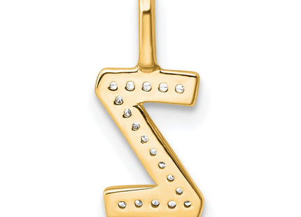 14K white gold diamond letter Z pendant, another view