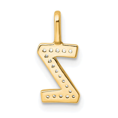 14K White Gold Diamond Letter Z Initial Pendant, 15.03 x 6.21mm