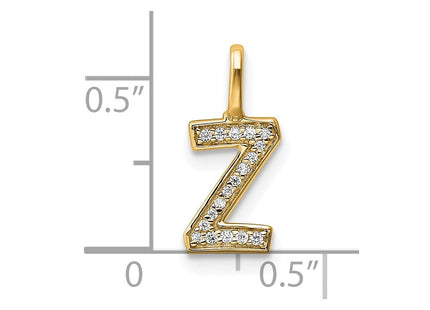 14K white gold diamond letter Z pendant, further view