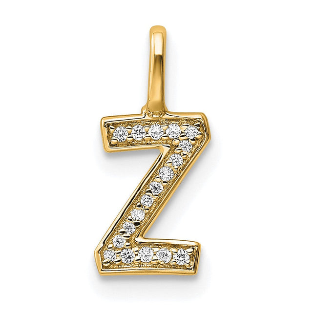 14K white gold diamond letter Z pendant