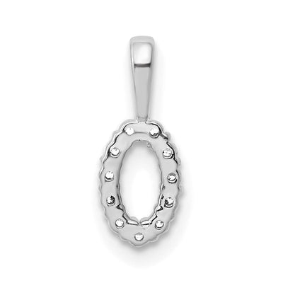 14K White Gold Diamond Number 0 Pendant, 12.99 x 4.81mm
