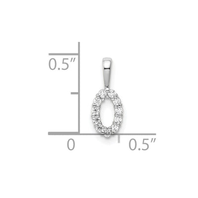 14K White Gold Diamond Number 0 Pendant, 12.99 x 4.81mm