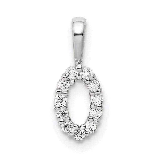14K white gold diamond number 0 pendant