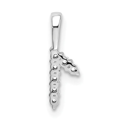14K White Gold Diamond Number 1 Pendant, 13 x 4.08mm