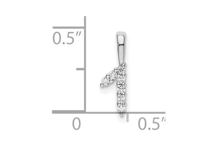 14K white gold diamond number 1 pendant, another view