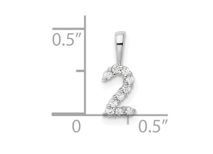14k White Gold Diamond Number 2 Pendant (Style PM8369-2-010-WA)