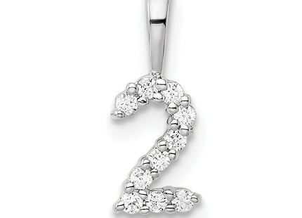 14k White Gold Diamond Number 2 Pendant (Style PM8369-2-010-WA)