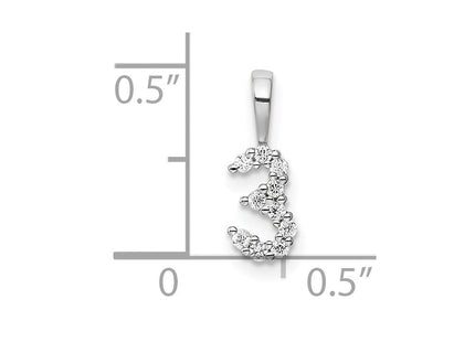 14k White Gold Diamond Number 3 Pendant (Style PM8369-3-010-WA)
