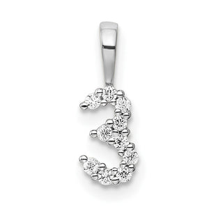 14k White Gold Diamond Number 3 Pendant (Style PM8369-3-010-WA)