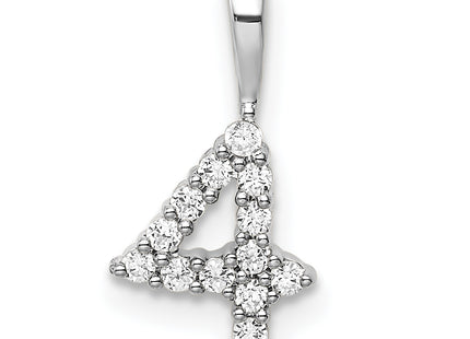 14k White Gold Diamond Number 4 Pendant, 15.09 x 7.77mm