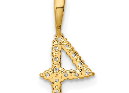 14K white gold diamond number 4 pendant, further view