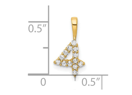 14K white gold diamond number 4 pendant, another view
