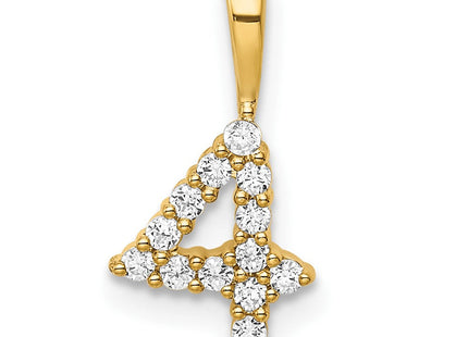 14K white gold diamond number 4 pendant