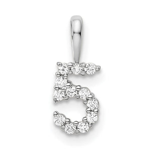14k White Gold Diamond Number 5 Pendant (Style PM8369-5-012-WA)