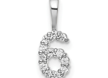 14K white gold diamond number 6 pendant