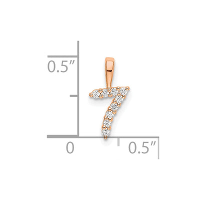 14K Rose Gold Diamond Number 7 Pendant