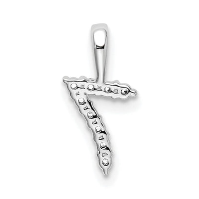 14K White Gold Diamond Number 7 Pendant, 13.26 x 6.69mm
