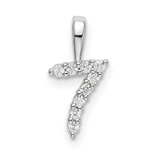 14k White Gold Diamond Number 7 Pendant, 13.26 x 6.69mm