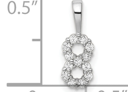 14k White Gold Diamond Number 8 Pendant, 13.04 x 4.71mm