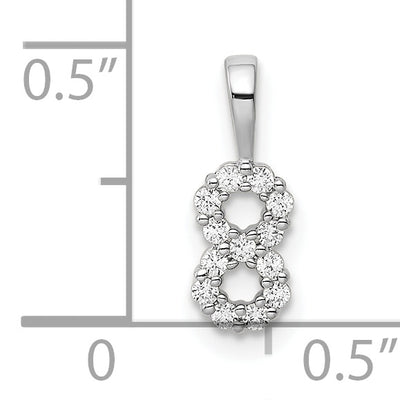 14K White Gold Diamond Number 8 Pendant, 13.04 x 4.71mm