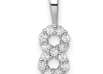 14k White Gold Diamond Number 8 Pendant, 13.04 x 4.71mm