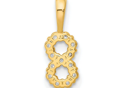 14K white gold diamond number 8 pendant, further view