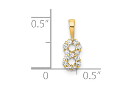 14K white gold diamond number 8 pendant, another view