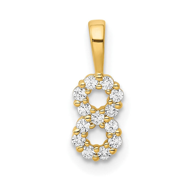 14K white gold diamond number 8 pendant