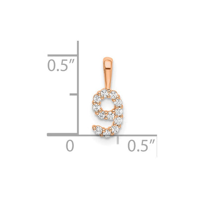 14K Rose Gold Diamond Number 9 Pendant