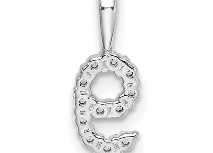 14k White Gold Diamond Number 9 Pendant, 13.12 x 4.96mm