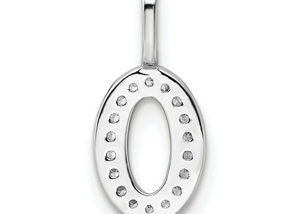14k White Gold Diamond Number 0 Pendant, 15.24 x 7.09mm
