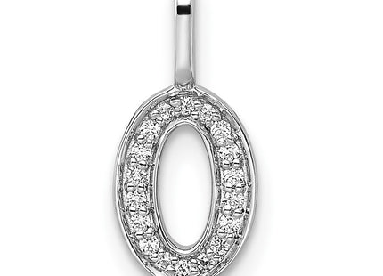 14K white gold diamond number 0 pendant