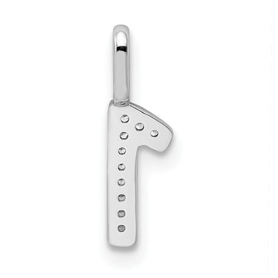 14K White Gold Diamond Number 1 Pendant, 15.32 x 4.54mm