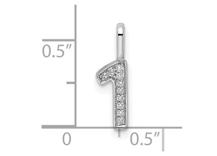 14k White Gold Diamond Number 1 Pendant (Style PM8370-1-004-WA)