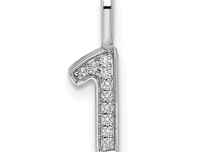 14k White Gold Diamond Number 1 Pendant (Style PM8370-1-004-WA)